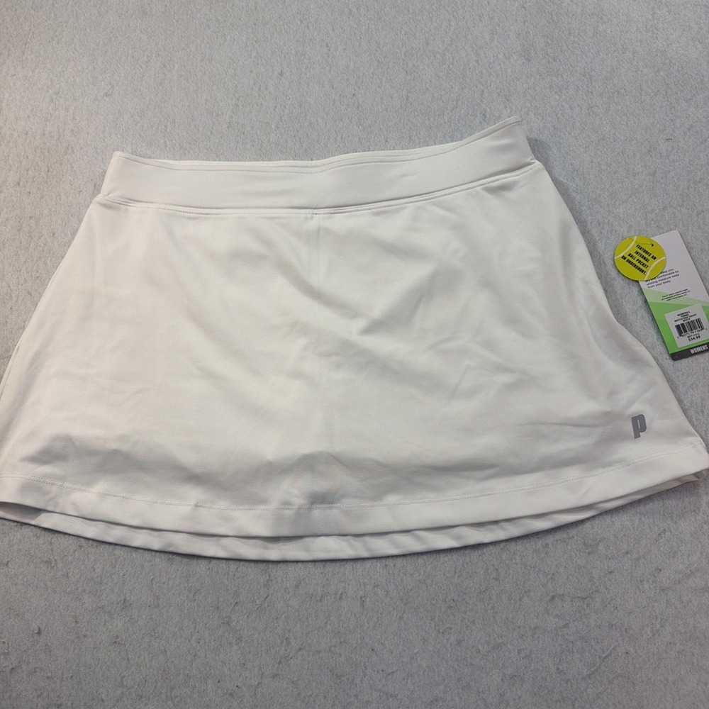 Prince Wicking Womens Tennis Skirt Skorts Pull ON White L w/ Ball Pocket - NEW